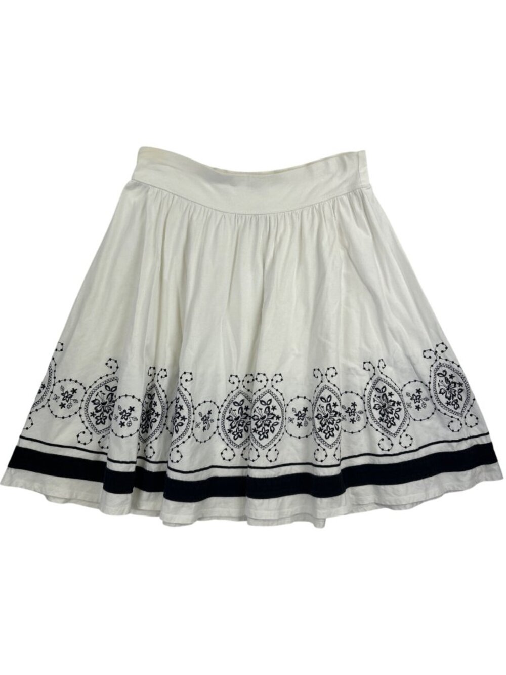 Talbots Petites Black White Floral Embroidered A-Line Skirt Sz S Boho Preppy